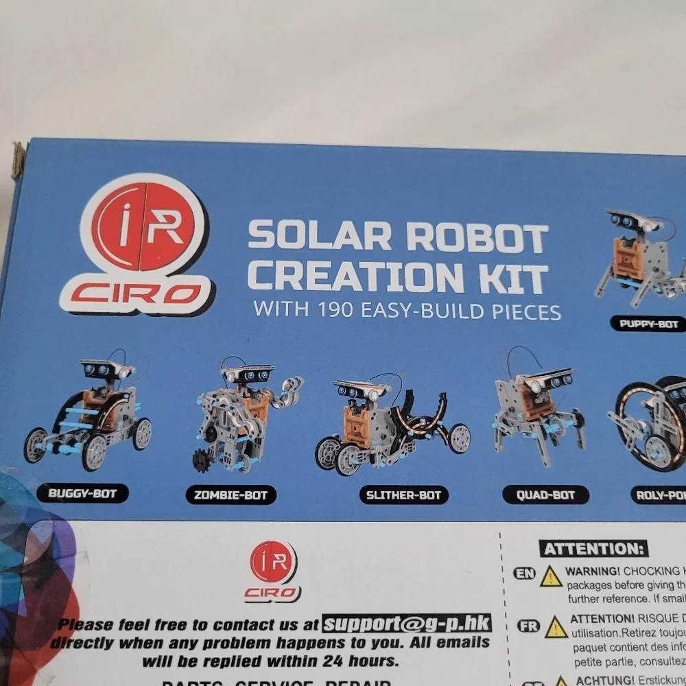 NIB Ciro 12-in-1 Solar Robot Creation Kit 190 Piece Building Set